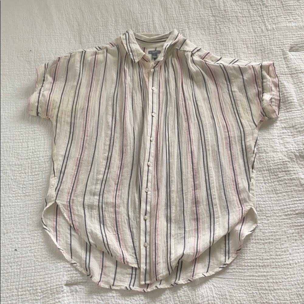 Striped White Button Up